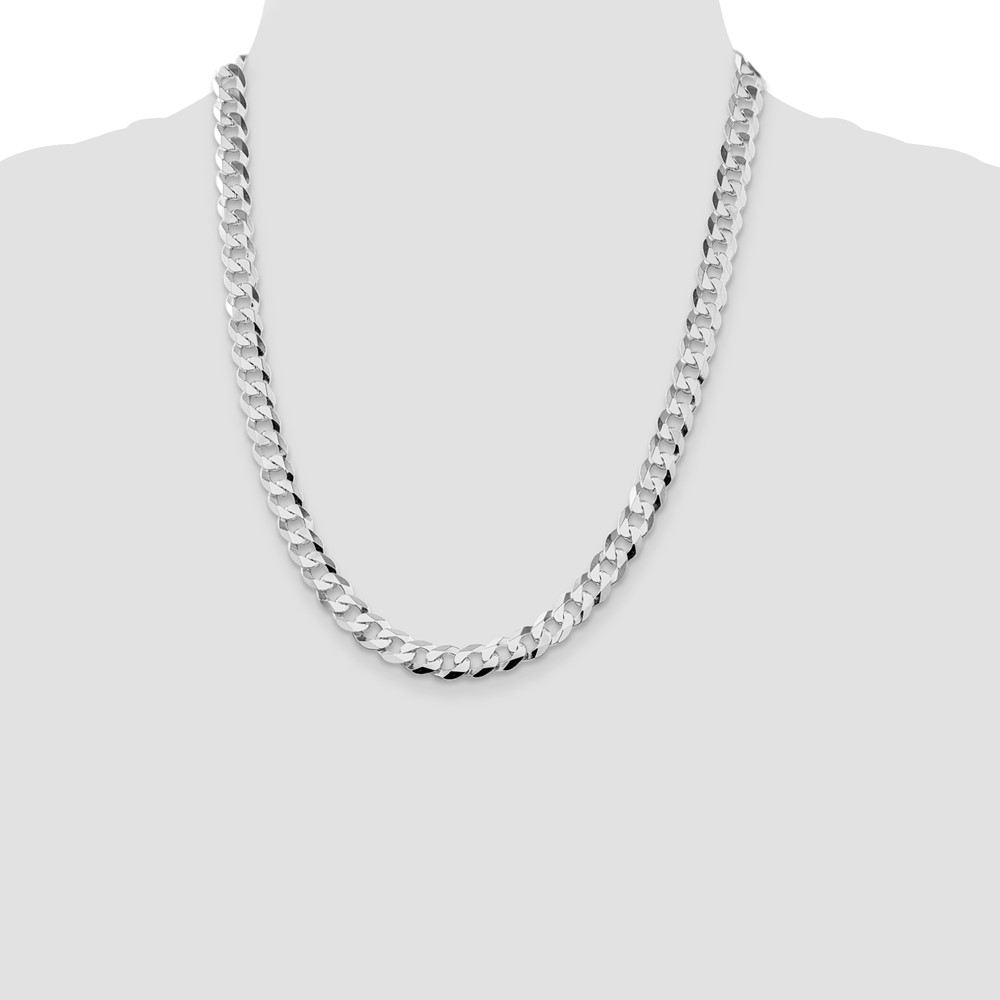 Sterling Silver Rhodium-plated 8.5mm Flat Curb Chain (QLB220R-22)