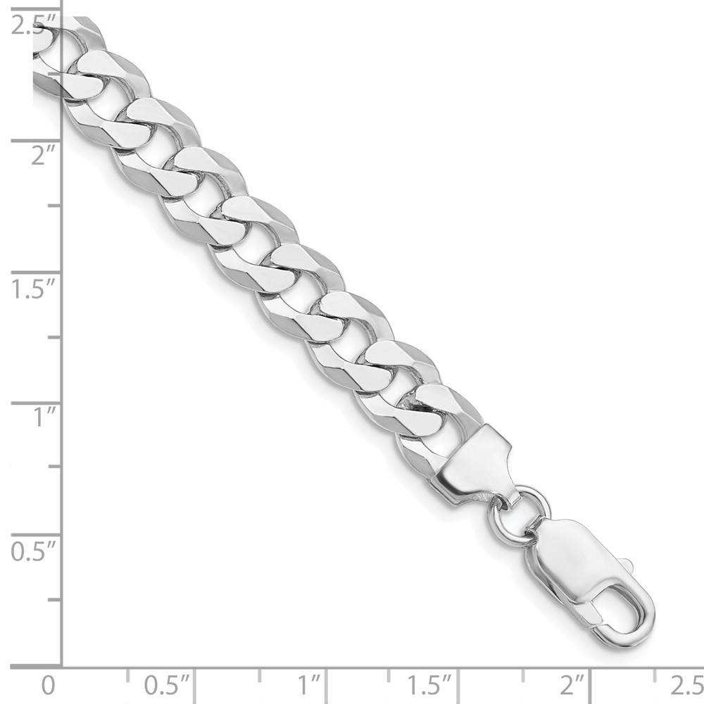 Sterling Silver Rhodium-plated 8.5mm Flat Curb Chain (QLB220R-10)