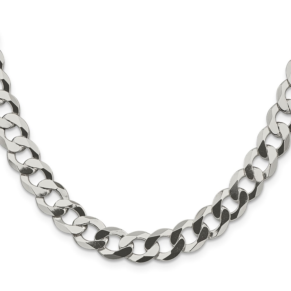 Sterling Silver 9.75mm Flat Curb Chain (QLB250-18)