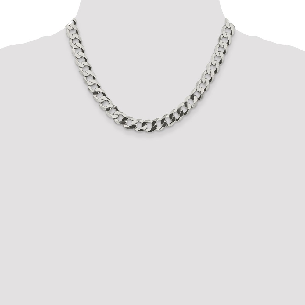 Sterling Silver 9.75mm Flat Curb Chain (QLB250-18)