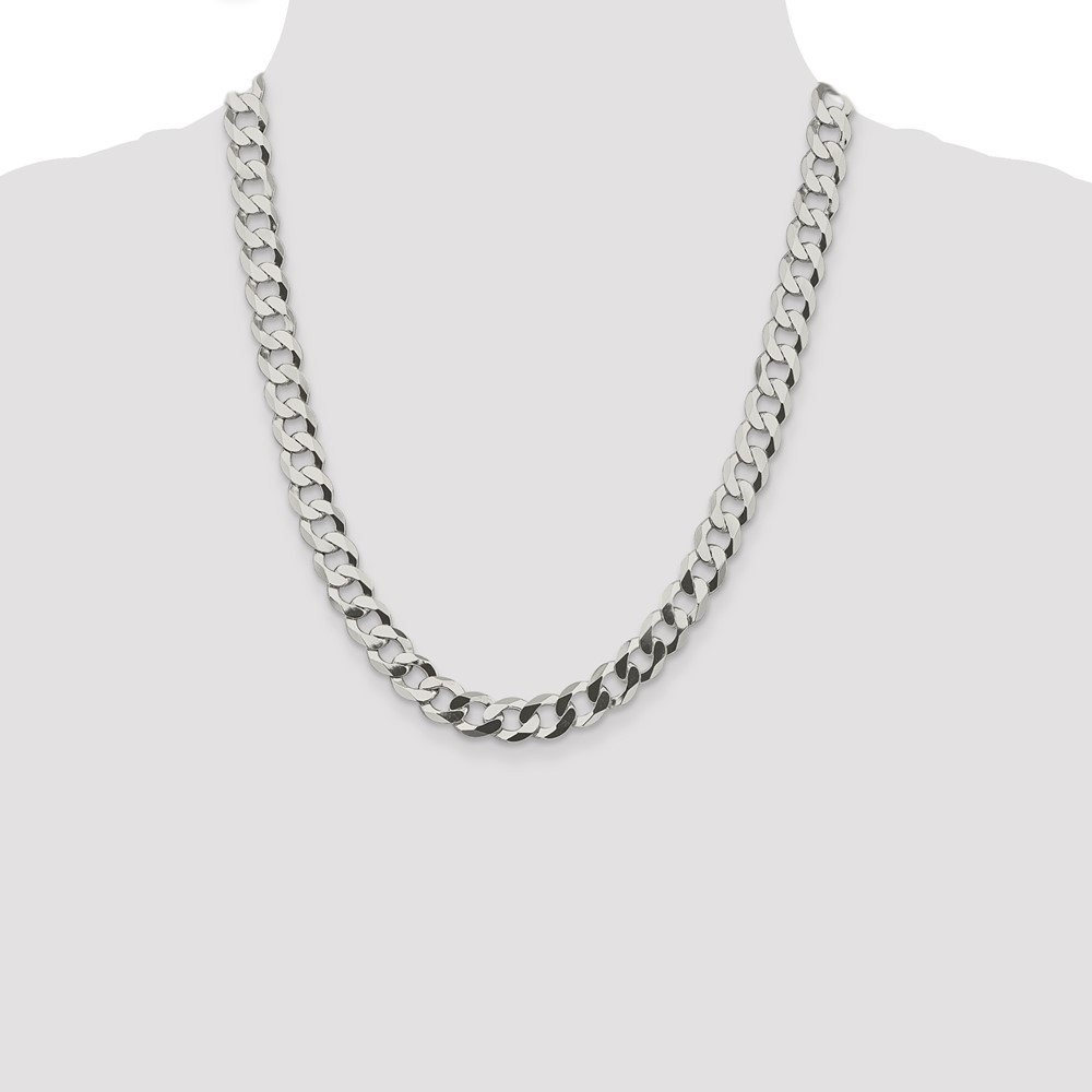 Sterling Silver 9.75mm Flat Curb Chain (QLB250-22)