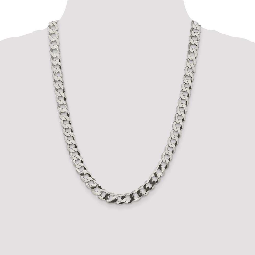 Sterling Silver 9.75mm Flat Curb Chain (QLB250-24)