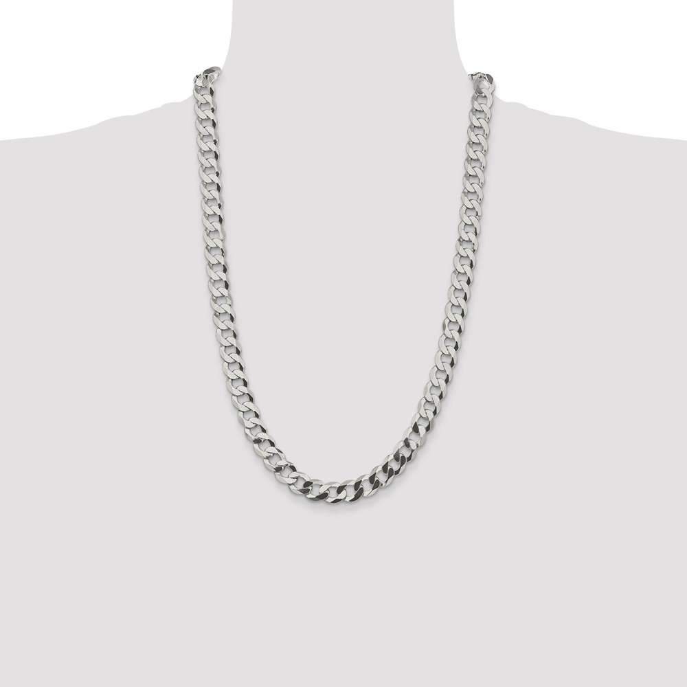 Sterling Silver 9.75mm Flat Curb Chain (QLB250-26)