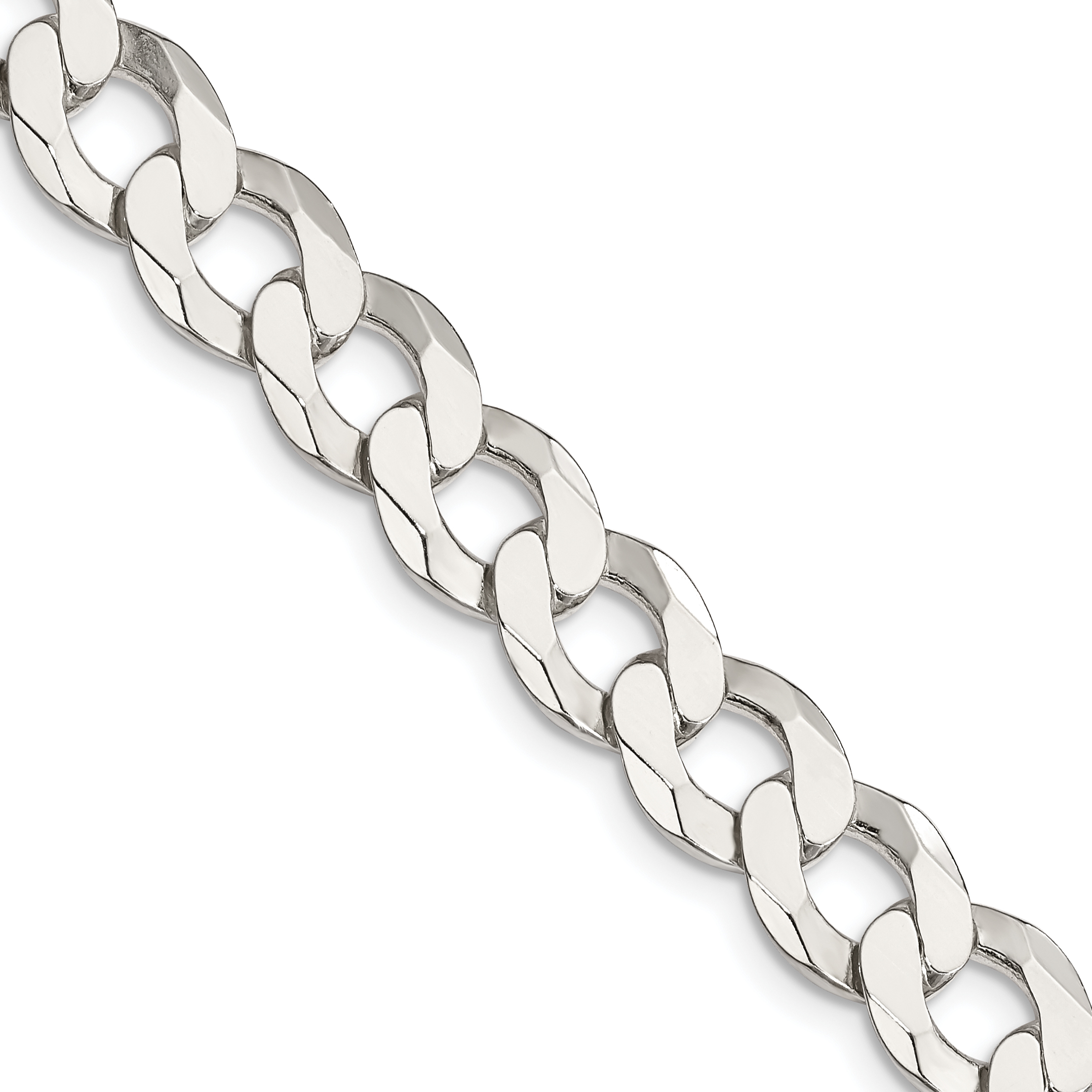 Sterling Silver 9.75mm Flat Curb Chain (QLB250-18)