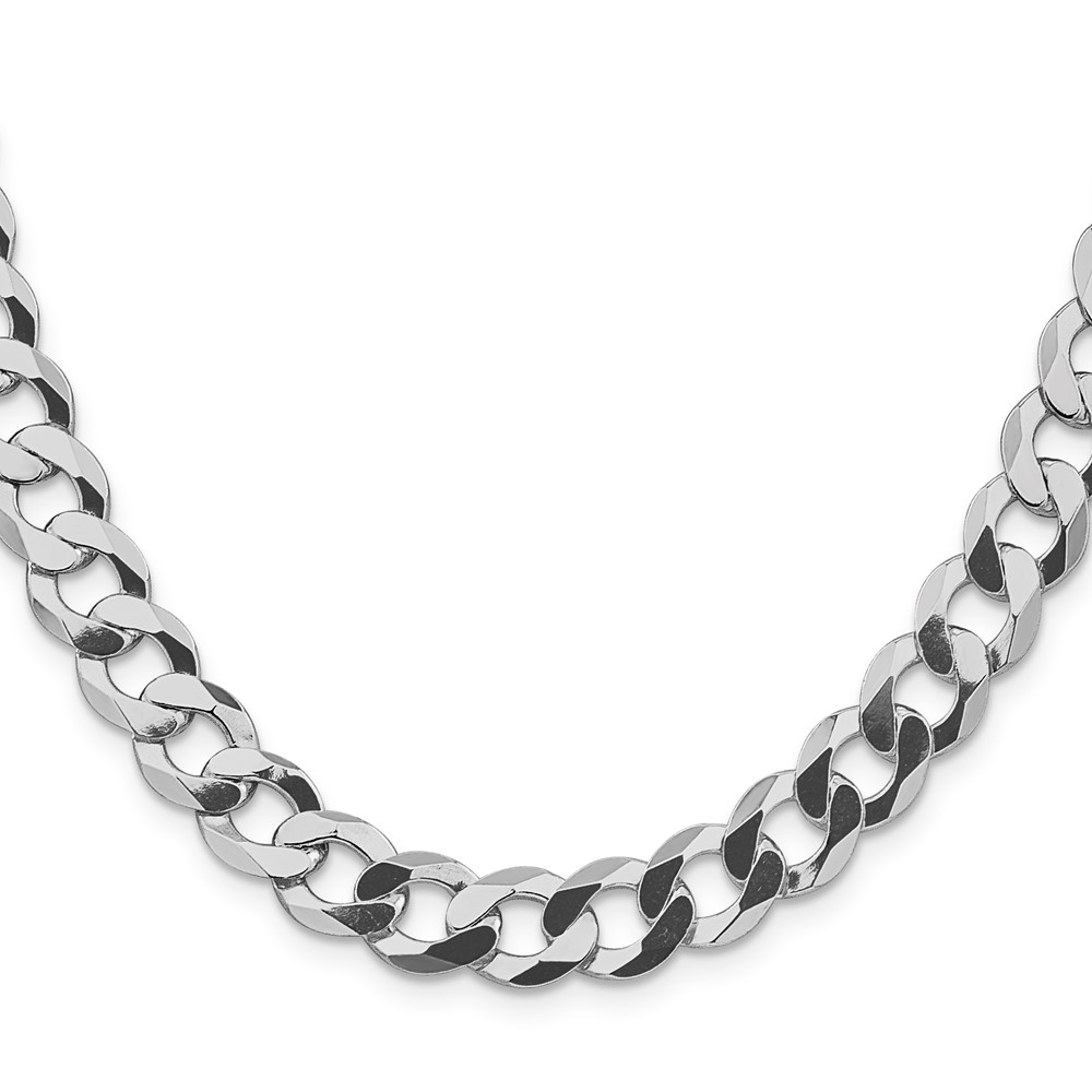 Sterling Silver Rhodium-plated 9.75mm Flat Curb Chain (QLB250R-22)