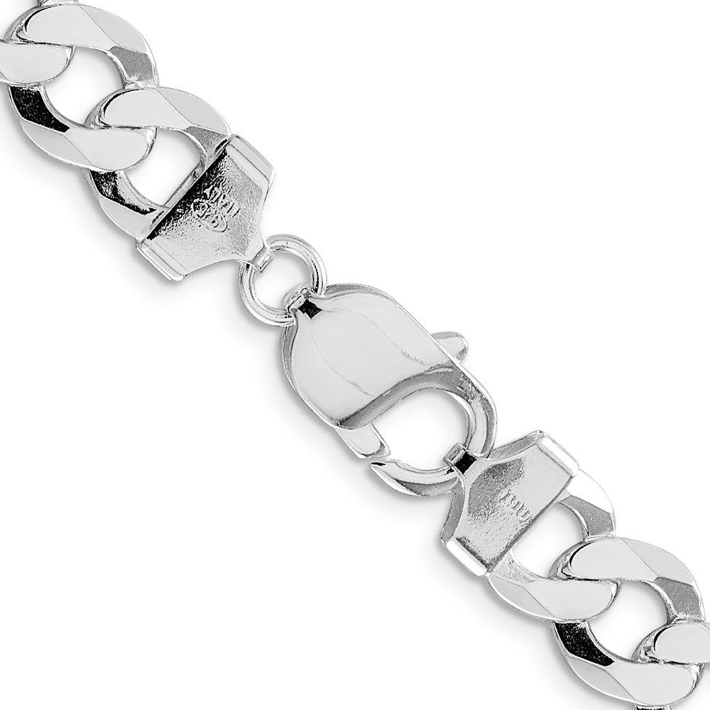 Sterling Silver Rhodium-plated 9.75mm Flat Curb Chain (QLB250R-22)