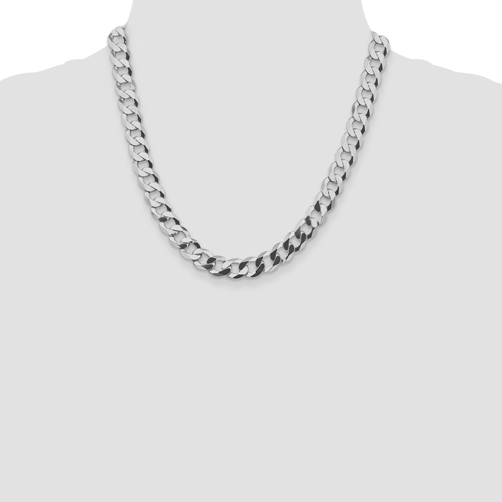 Sterling Silver Rhodium-plated 9.75mm Flat Curb Chain (QLB250R-20)