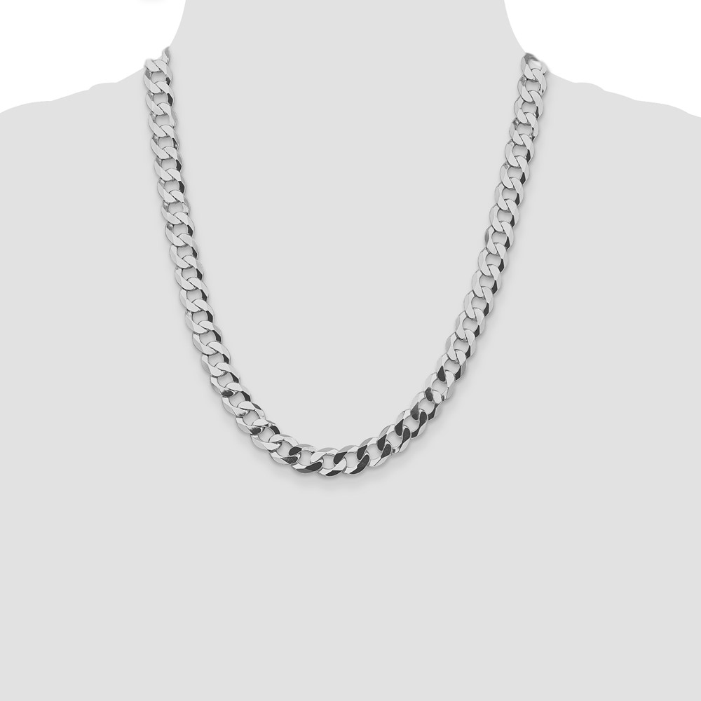 Sterling Silver Rhodium-plated 9.75mm Flat Curb Chain (QLB250R-22)