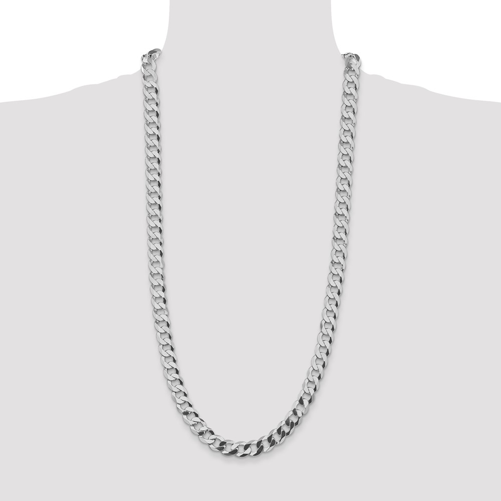 Sterling Silver Rhodium-plated 9.75mm Flat Curb Chain (QLB250R-30)
