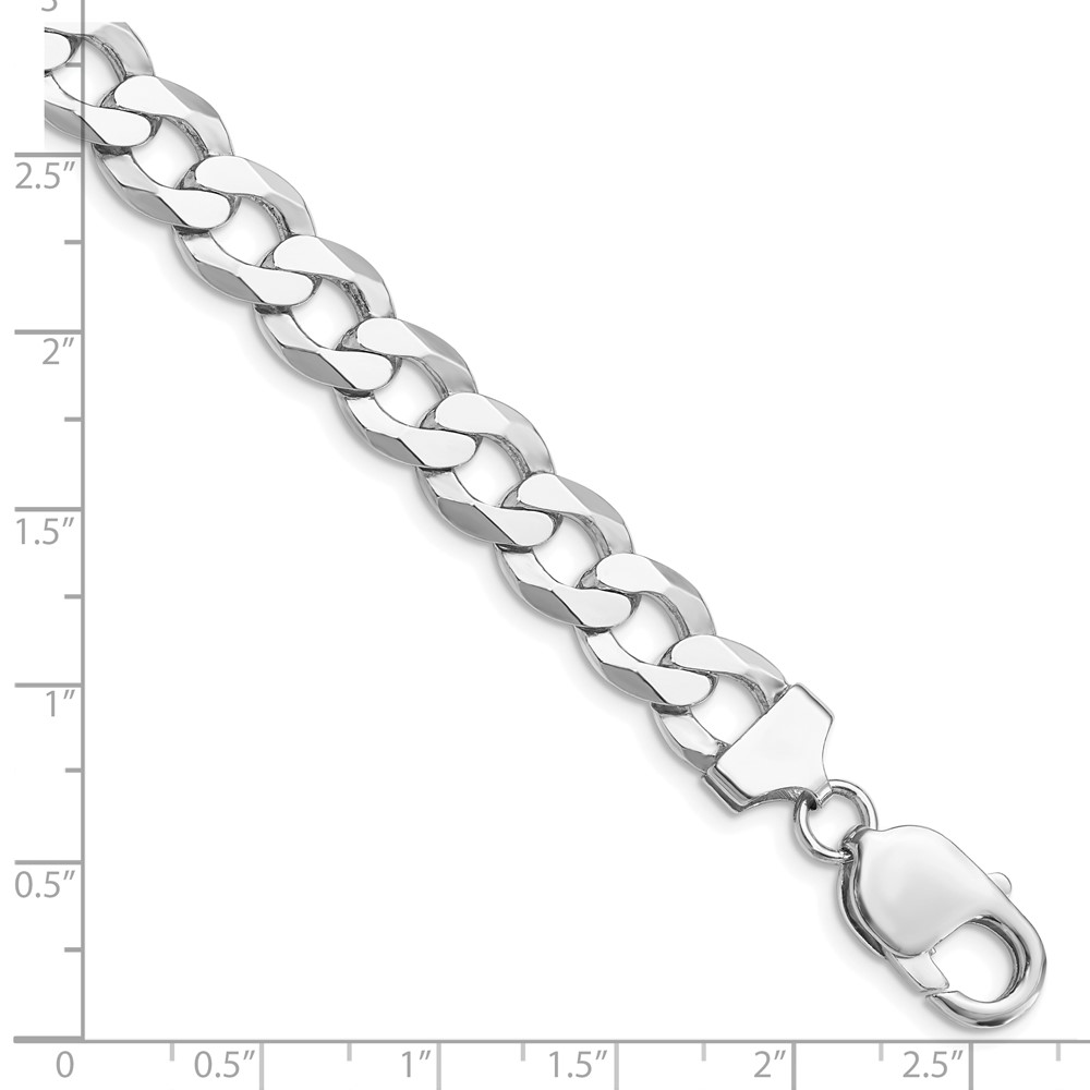 Sterling Silver Rhodium-plated 9.75mm Flat Curb Chain (QLB250R-8)