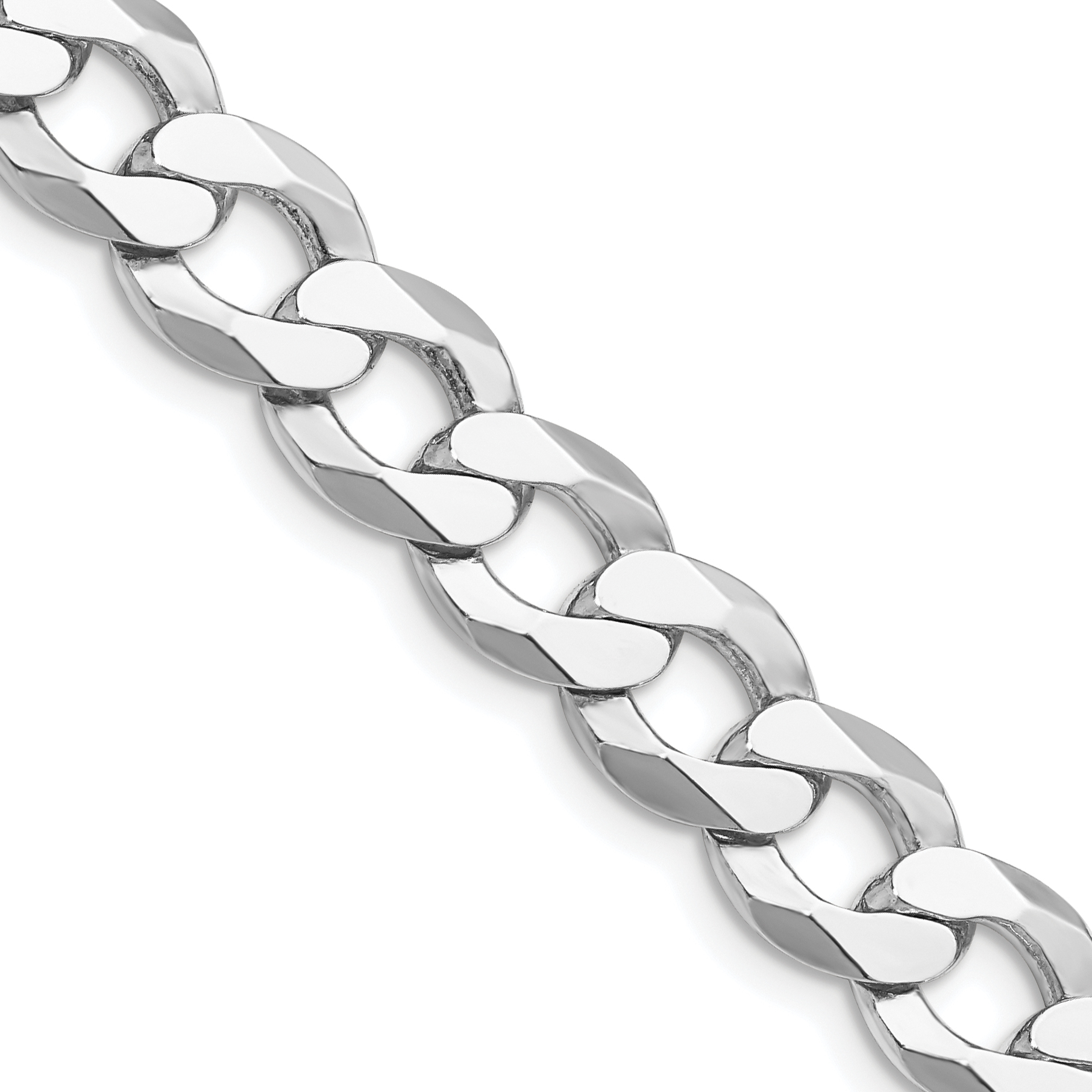 Sterling Silver Rhodium-plated 9.75mm Flat Curb Chain (QLB250R-20)