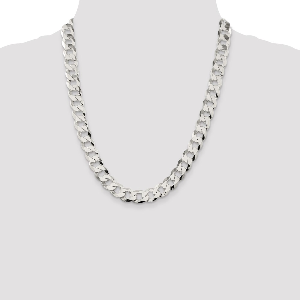 Sterling Silver 11.75mm Flat Curb Chain (QLB300-22)