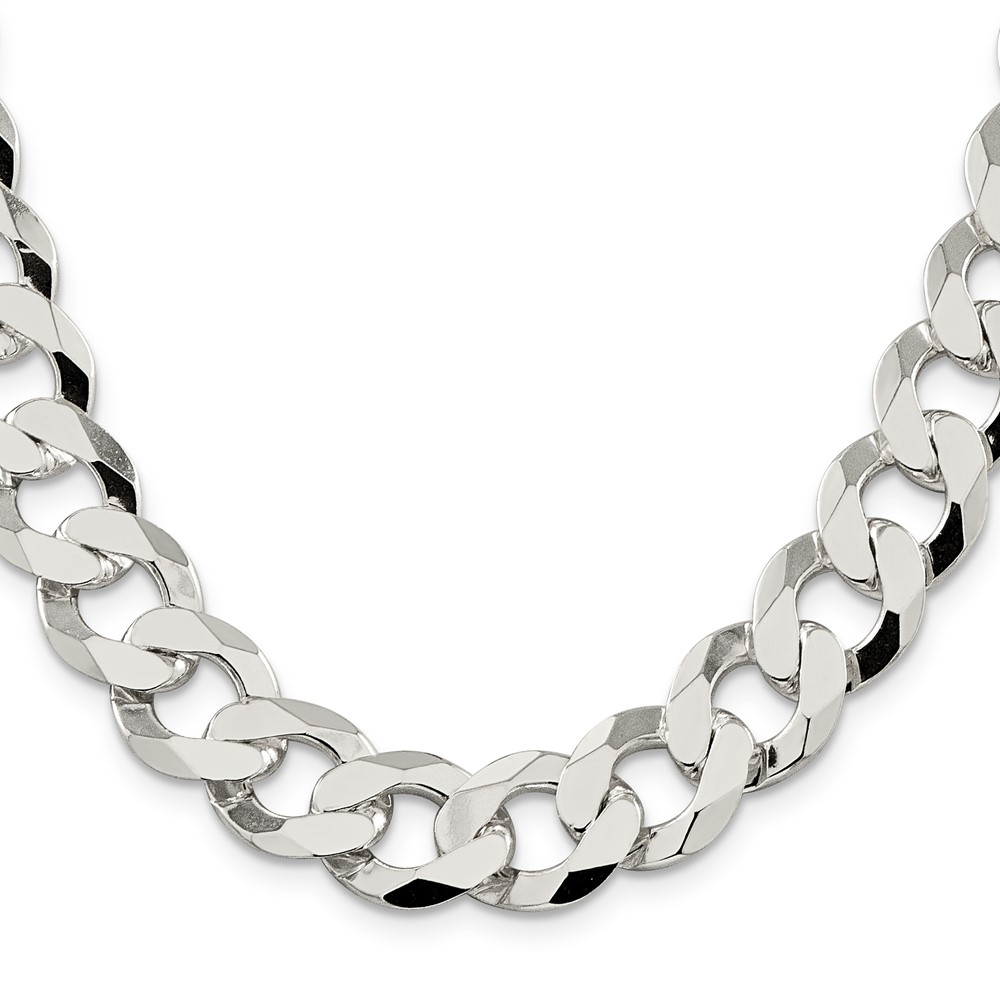Sterling Silver 14mm Flat Curb Chain (QLB350-22)