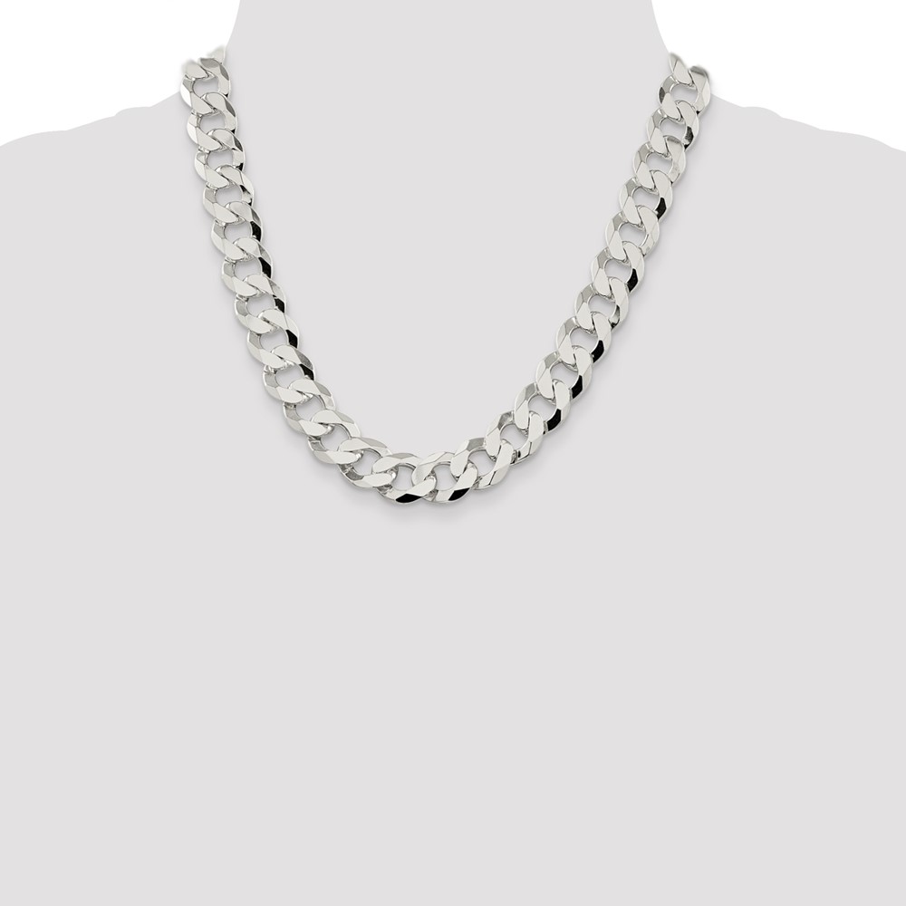 Sterling Silver 14mm Flat Curb Chain (QLB350-20)