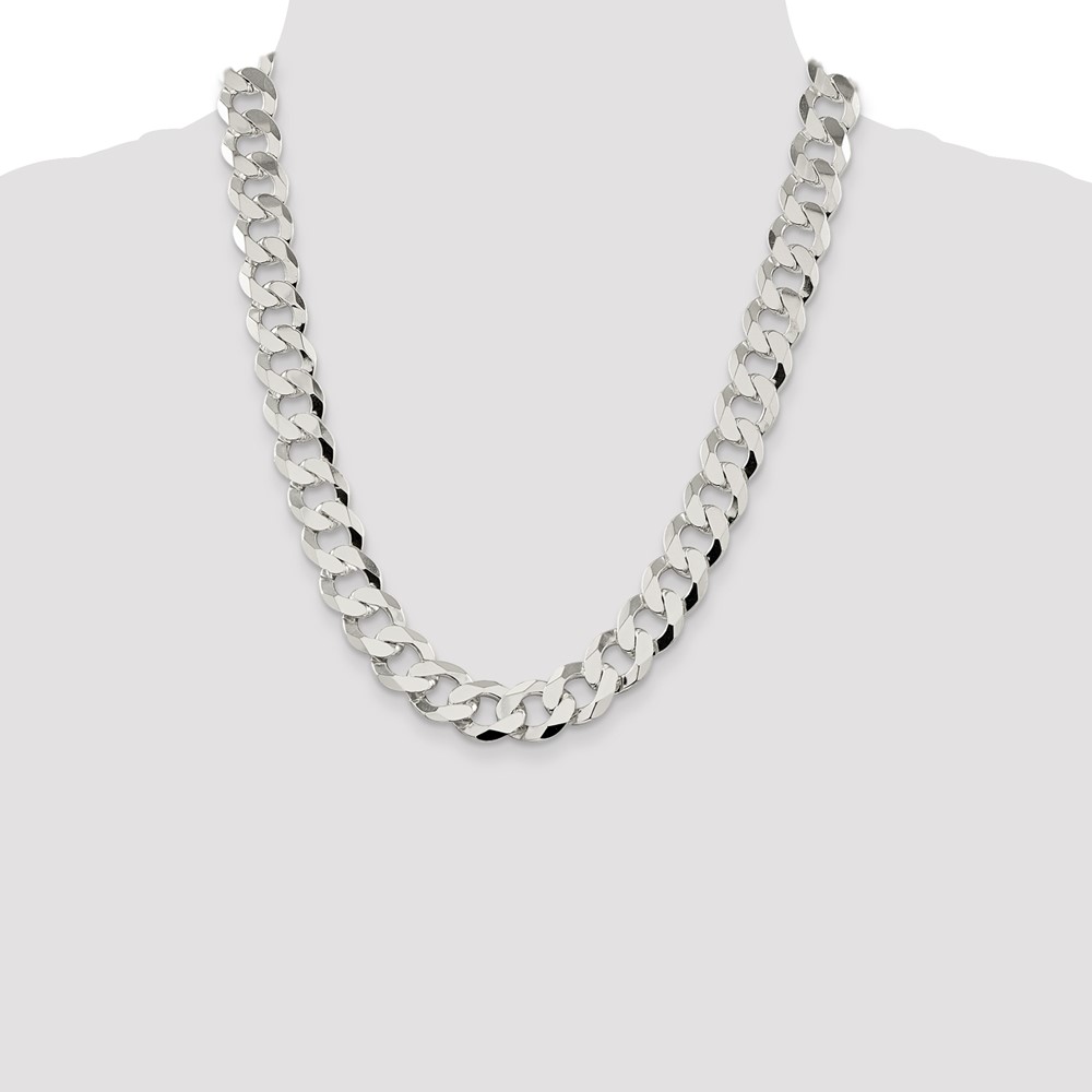 Sterling Silver 14mm Flat Curb Chain (QLB350-22)