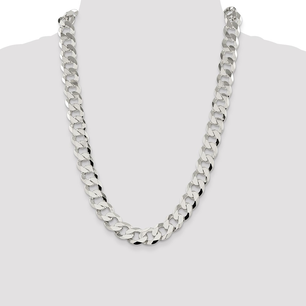 Sterling Silver 14mm Flat Curb Chain (QLB350-24)
