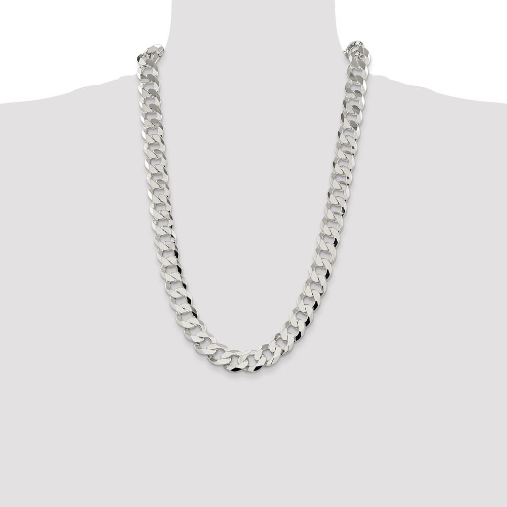 Sterling Silver 14mm Flat Curb Chain (QLB350-26)