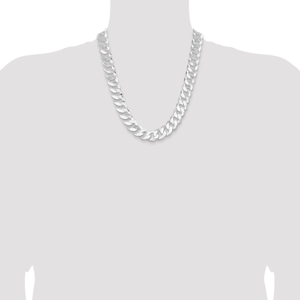 Sterling Silver 16mm Flat Curb Chain (QLB400-22)