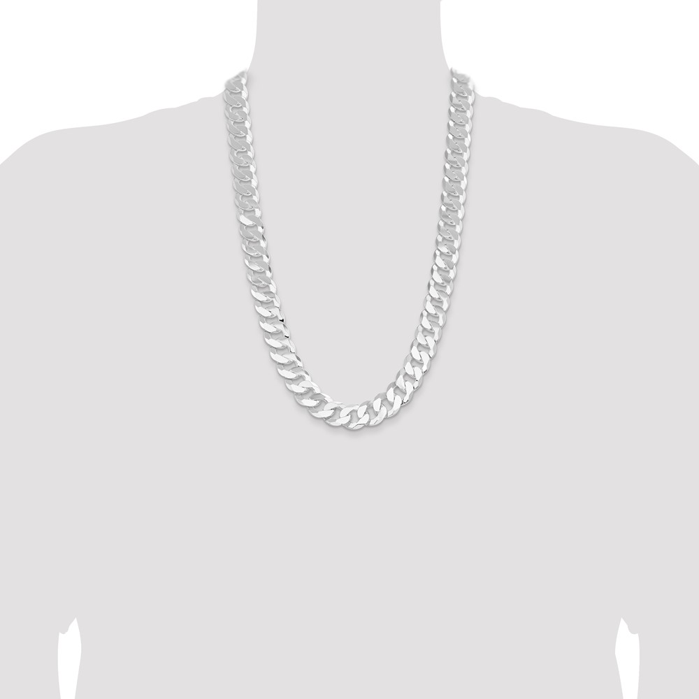 Sterling Silver 16mm Flat Curb Chain (QLB400-26)