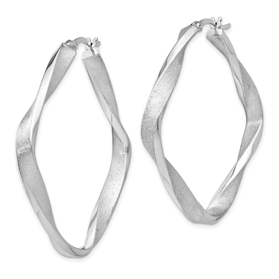 Leslie's Sterling Silver RH-plated Radiant Essence Twisted Hoop Earrings