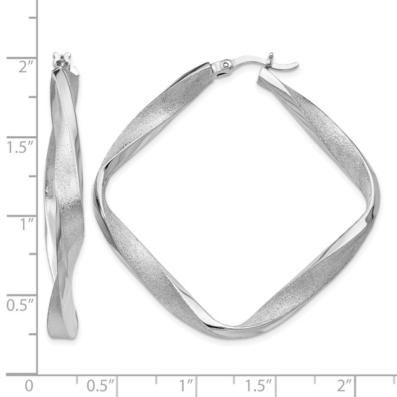 Leslie's Sterling Silver RH-plated Radiant Essence Twisted Hoop Earrings