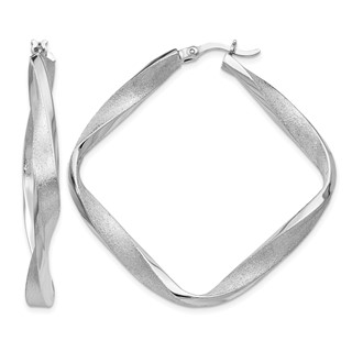 Leslie's Sterling Silver RH-plated Radiant Essence Twisted Hoop Earrings