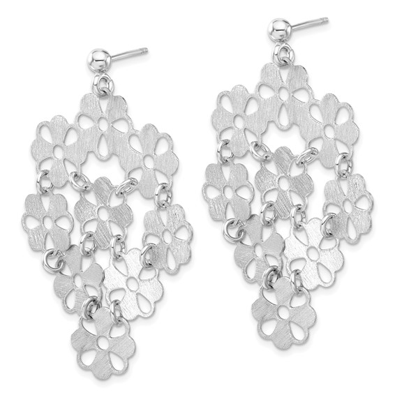 Leslie's Sterling Silver Brushed Flower Post Dangle Earrings