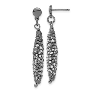 Leslie's SS and Ruthenium Plated Textured Post Dangle Earrings