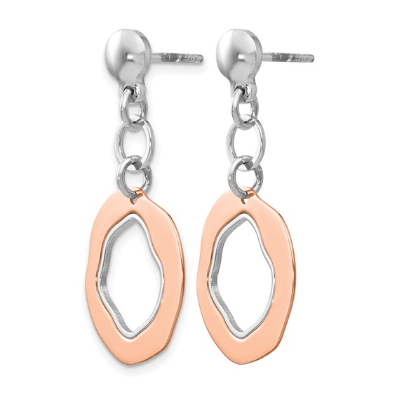 Leslie's Sterling Silver Rose Gold-plated Post Dangle Earrings