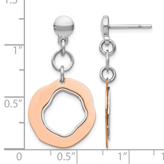 Leslie's Sterling Silver Rose Gold-plated Post Dangle Earrings