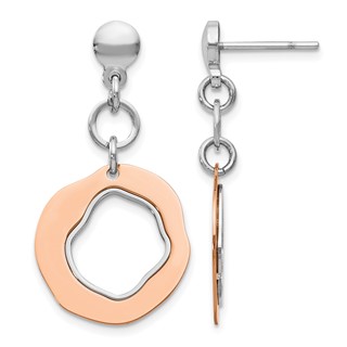 Leslie's Sterling Silver Rose Gold-plated Post Dangle Earrings