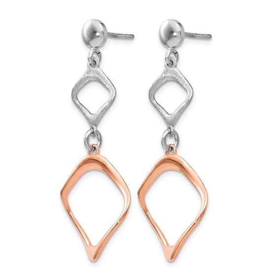 Leslie's Sterling Silver Rose Gold-plated Post Dangle Earrings