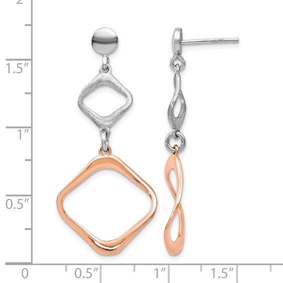 Leslie's Sterling Silver Rose Gold-plated Post Dangle Earrings