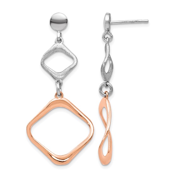 Leslie's Sterling Silver Rose Gold-plated Post Dangle Earrings