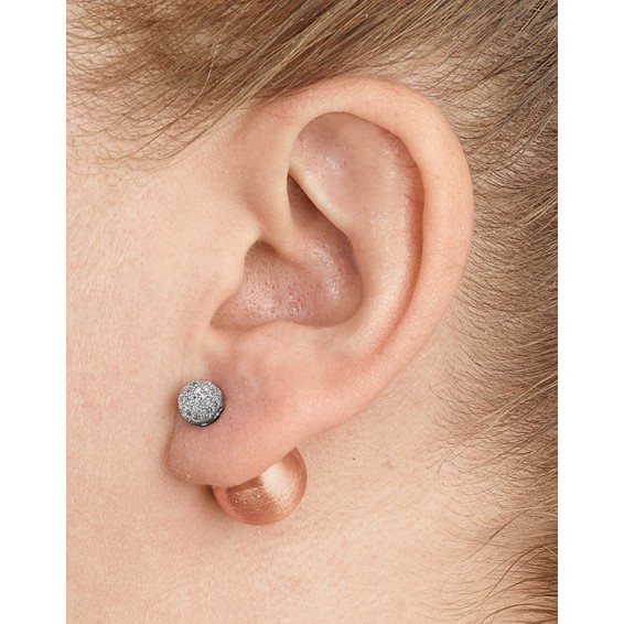 Leslie's Sterling Silver Rose-tone CZ Front Back Earrings