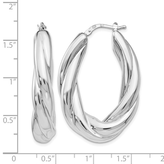 Leslie's Sterling Silver RH-plated Polished Hoop Earrings