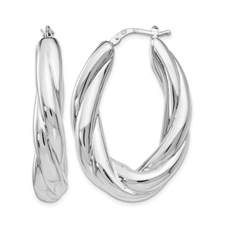 Leslie's Sterling Silver RH-plated Polished Hoop Earrings