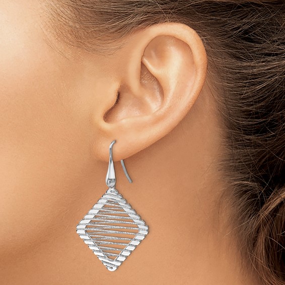 Leslie's Sterling Silver Rhodium-plated Shepherd Hook Earrings