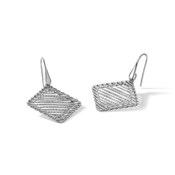 Leslie's Sterling Silver Rhodium-plated Shepherd Hook Earrings
