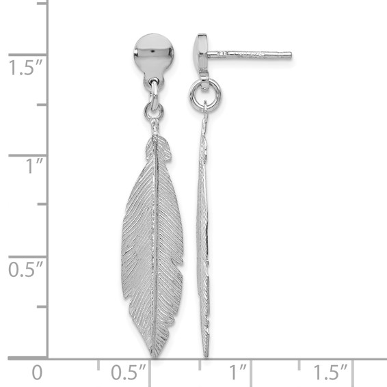 Leslie's Sterling Silver Rhodium-plated Leaf Post Dangle Earrings