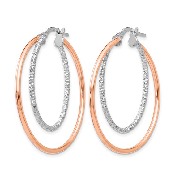 Leslie's Sterling Silver Rose-tone D/C Hoop Earrings