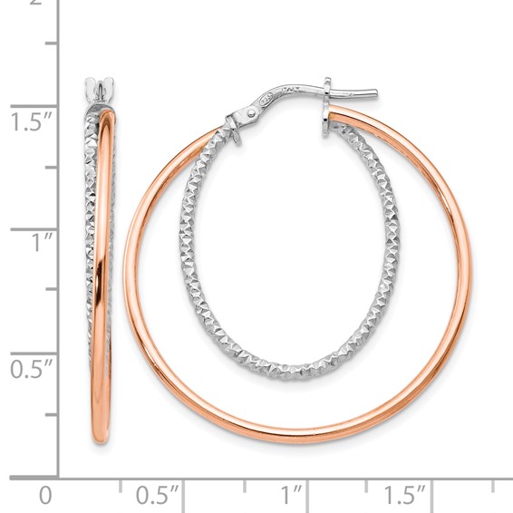 Leslie's Sterling Silver Rose-tone D/C Hoop Earrings