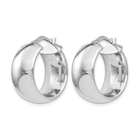 Leslie's Sterling Silver Rhodium-plated Hoop Earrings