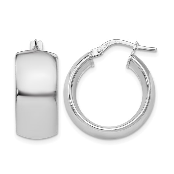 Leslie's Sterling Silver Rhodium-plated Hoop Earrings