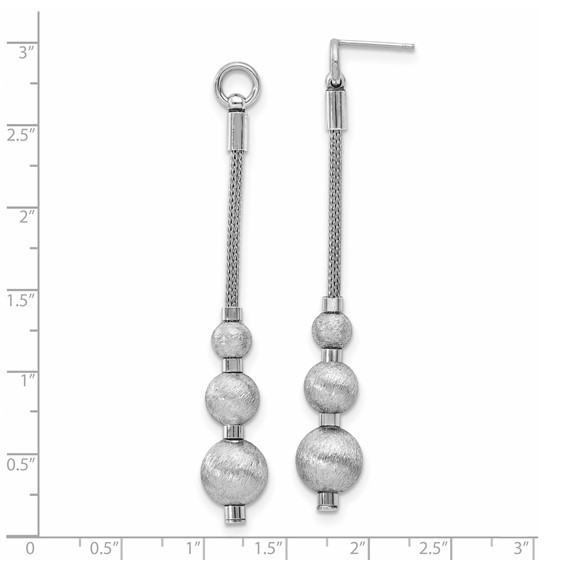 Leslie's Sterling Silver Polished & Brushed 3 Bead Dangle Earrings
