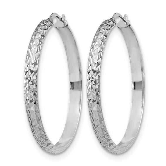 Leslie's Sterling Silver Polished and Diamond-cut 4.00mm Hoop Earrings