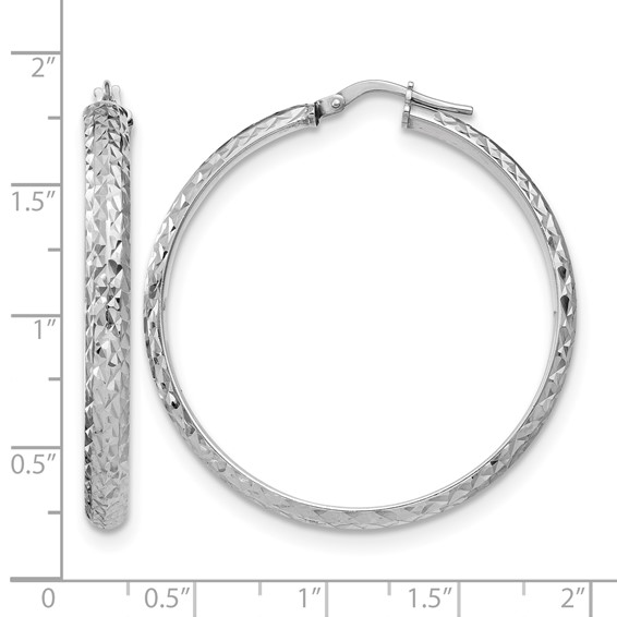 Leslie's Sterling Silver Polished and Diamond-cut 4.00mm Hoop Earrings