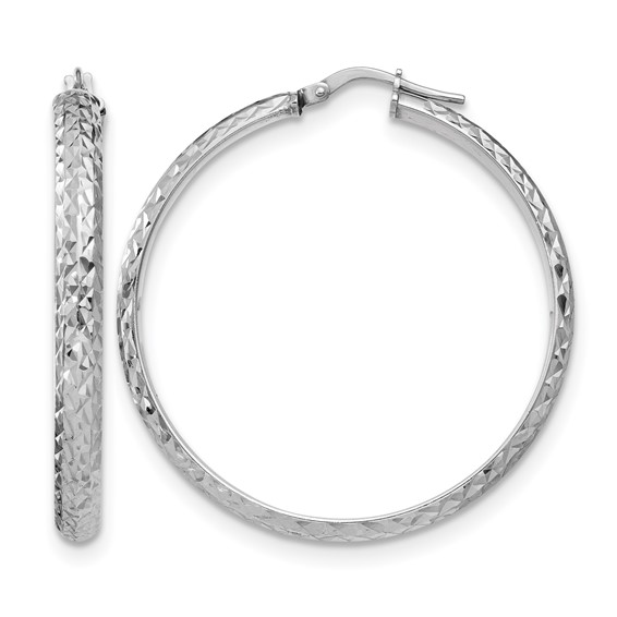 Leslie's Sterling Silver Polished and Diamond-cut 4.00mm Hoop Earrings