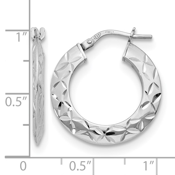 Leslie's Sterling Silver Polished and Diamond-cut Hoop Earrings
