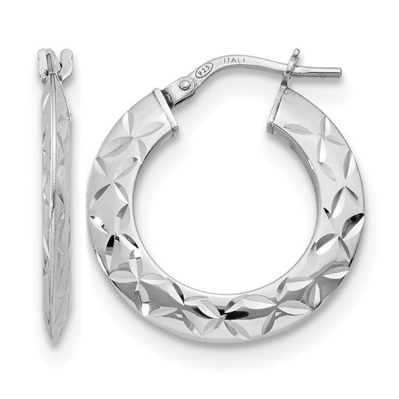 Leslie's Sterling Silver Polished and Diamond-cut Hoop Earrings